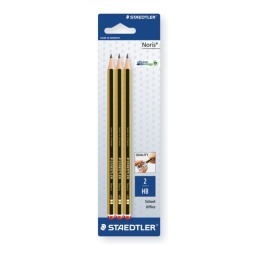 3 Staedtler Noris HB Eraser Tipped Pencils