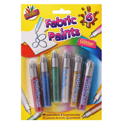 Pack of 6 ArtBox Glitter fabric paints