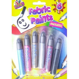 An image of a Pack of 6 ArtBox Metallic fabric paints