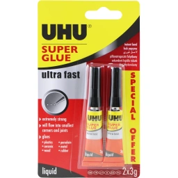 UHU 3g Super Glue Liquid Twin Pack